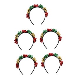 TOVINANNA 5pcs Sparkling Christmas Headband with Colorful Floral Bow Comfortable Alloy Plastic Holiday Hair Accessory for Women Versatile Festive Hair Hoop for Seasonal Parties and Year