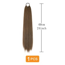 prinfantasy 24" Ponytail Extension Long Staright Ponytail Hairpiece Hair Scrunchies Claw Hair Extensions Natural Looking for Women Brown Hair Extensions,GBMW276