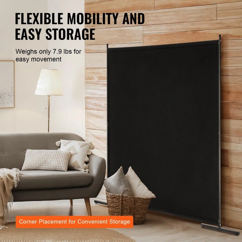 Single Panel 6FT Freestanding Indoor Partition Privacy Screen Room Divider