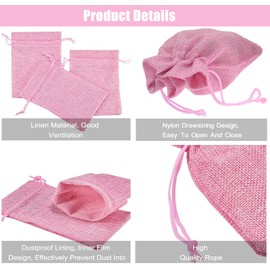 Bezall 20Pcs Burlap Bags with Drawstring, Burlap Gift Bag Linen Jewelry Pouches for Christmas Wedding Favor, Party, DIY Crafts (Pink, 3.9 x 5.5 Inch)