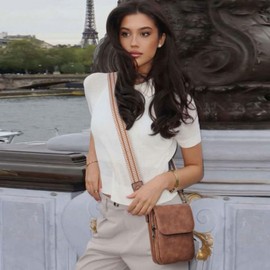 POIUGOYA Small Crossbody Bags for Women Trendy,Leather Triple Compartment Cell Phone Crossbody Wallet Purses with Card Slots