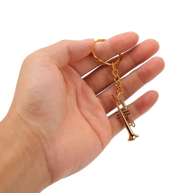 Trumpet Key Chain Pendant Metal Brass Fashionable Stylish Musical Instruments