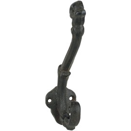 The Metal Magician Wall Mounted Antique Cast Iron Vintage Style Wall Hooks for Coats, Bags, Towels, Hats - (Set of 3) Black