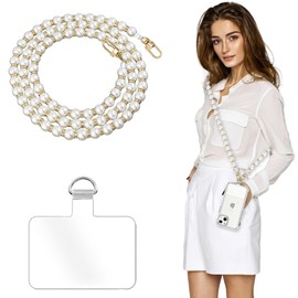 Turkalla Phone Crossbody Chain Cell Phone Lanyard,Universal Leather+Metal Shouder Strap with Phone Tether Patches (K)