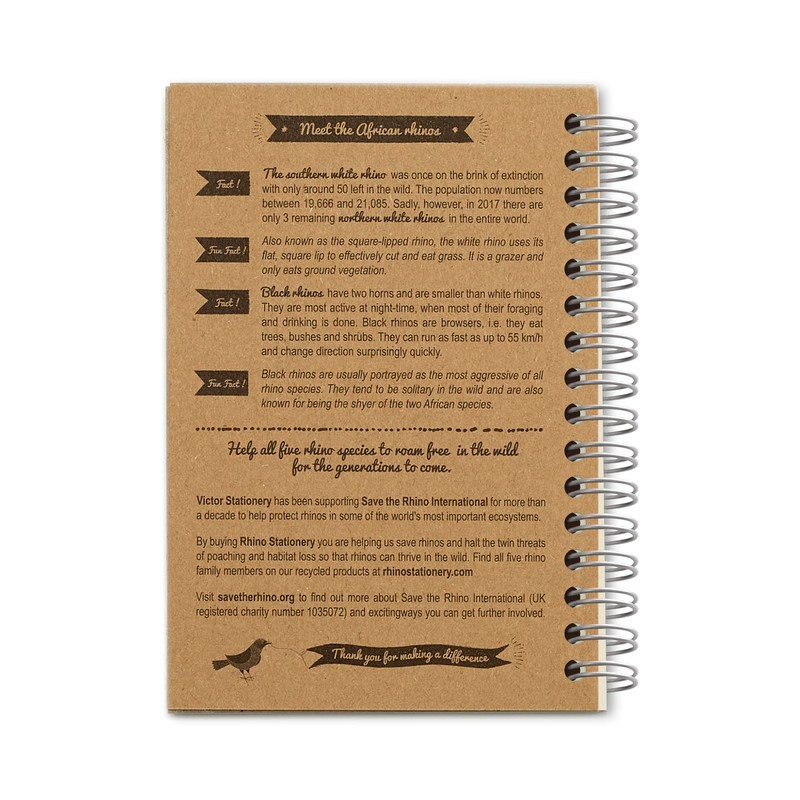 RHINO SRSE3-6 A6 Recycled Save the Rhino Notebook