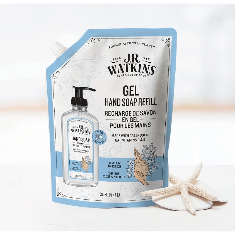 J.R. Watkins Gel Hand Soap Refill Pouch, Scented Liquid Hand