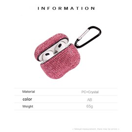 Sparkly Case Compatible with AirPods 3rd Generation with Keychain,Shockproof Protective Premium Bling Rhinestone Cover Skin for AirPods 3 Charging Case (Pink)
