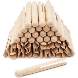 Juvale Wooden Clothespins - 4.3 x 0.5 in, 50 Pack, Light Brown - Heavy-Duty Outdoor Clothes Pins Wooden