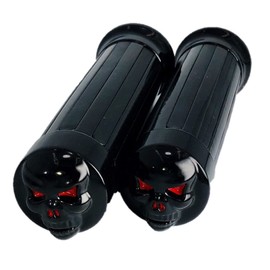 Motorcycle Grip 1 inch 25mm Skull End Grip American Custom Grip for Harley Handles, Skulls, Dragsters, Vulcans, Etc (Black (BK))