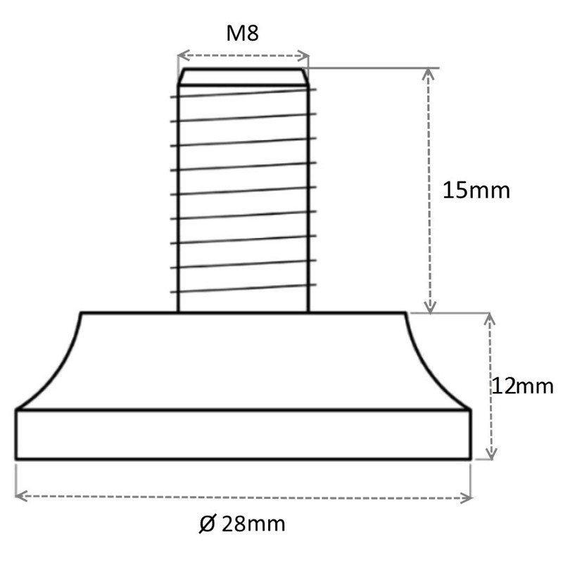 AERZETIX: 4 x Furniture Feet Adjustable M8 for Screwing Diameter