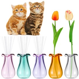 Ninehaoou 5 Pcs Cat Whisker Vase Tiny Vase for Cat Whisker Miniature Vase Tiny Vase for Decoration Cat Whisker Holder Miniature Dollhouse Accessories for Dollhouse Furniture(Flower Vase)