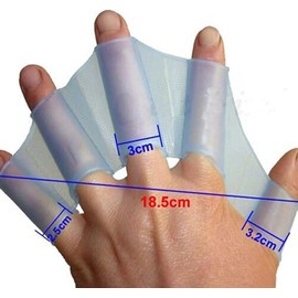 2 Pcs Blue Silicone Swim Gear Fins Hand Webbed Flippers Training Glove Fingers Hand Palm Webbed Flippers Training Gloves Water Swimming Aquatic Gloves Resistance