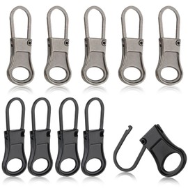 Ouligay 10pcs Zipper Pull Replacement Detachable Zipper Pull Tab Metal Zipper Head Replacement Zipper Repair Kit for Clothing Luggage Backpack Suitcase Jacket