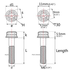 Wanyifa Titanium Flange 12 Point M6 x10 15 20 25 30 35 40 45 50mm Screw Bolt Pack of 4 (M6x30mm, Burning Blue)