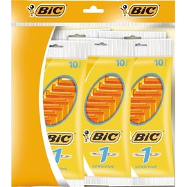 BiC 1 Sensitive Mens Single Blade Disposable Shaver 5 packs of 10