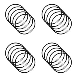 Imslery 20 Pieces Steel Wire Keychain, Plastic Coated Metal Key Ring Loop, Luggage Tags Loops, Multi-purpose Stainless Steel Key Ring. 2mm Twist Barrel. Length 15 cm Black