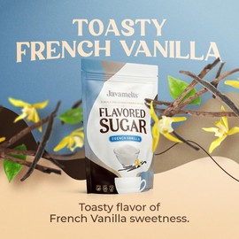 Javamelts French Vanilla Flavored Sugar | Vanilla Sugar for Baking, Coffee Syrup Substitute, Cocktails, Tea | Non GMO, Non Dairy, Gluten Free, Kosher | 1.5 Pound Bag (136 Servings)