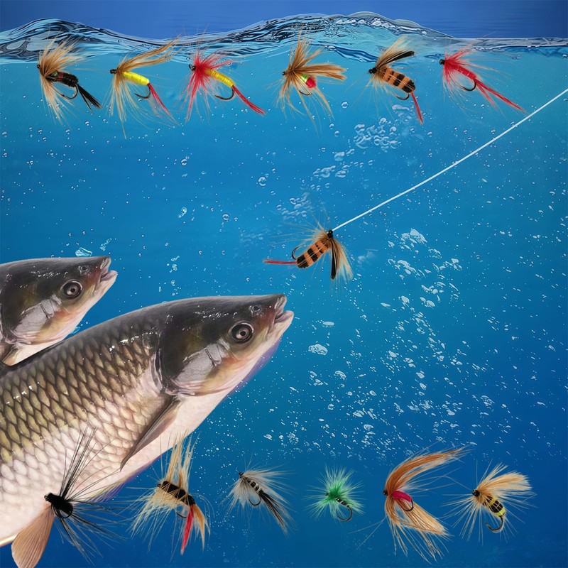 MEISH 12 Pcs Mixed Wet Trout Flies Fly Fishing Lures