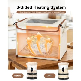 COCO BIRD Folding Bread Proofing Box with Window & Hygrometer, 55–133°F Precise Temp Control, 48H Timer, 5-Layer Insulation, Multi-Side Heating, Steel Rack & Bread Bags, for Sourdough, Yogurt & Pizza