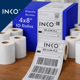 10 Rollos De Etiqueta Térmica 4x8 Pul con 200 etiquetas prollo y pleca pre corte INKO                                                                 