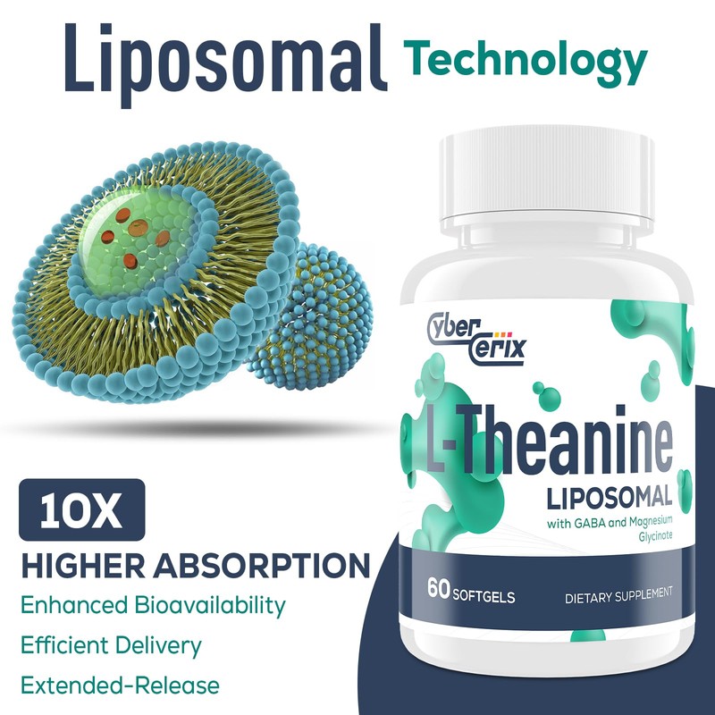 CyberCerix Liposomal L-Theanine 500mg, Complex with GABA 200mg & Magnesium