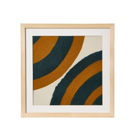 18" Square Abstract Embroidery in Wood Frame