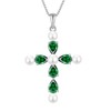 YL Cross Necklace 925 Sterling Silver Freshwater Pearls Pendant Created