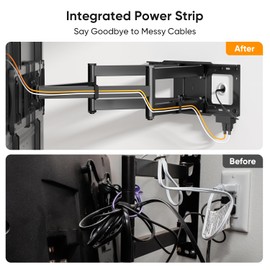 FORGING MOUNT Long arm Full Motion TV Wall Mount with Power Strip for 65–110 Inch TVs up to 220 lbs,Pre-Assembled TV Mount Heavy Duty Smooth Swivel, Tilt, Extension,VESA 900x600mm,16”-24” Wood Studs