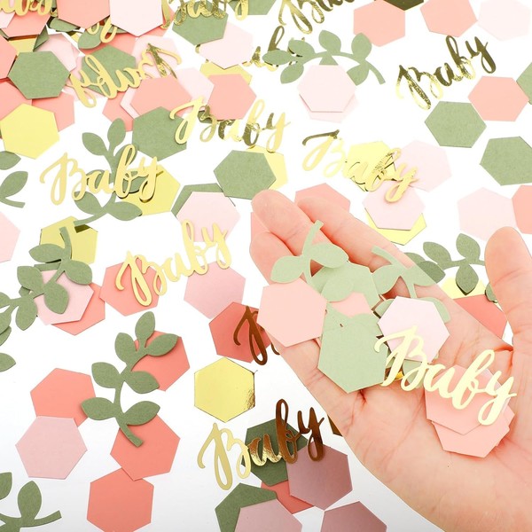 350Pcs Shower Confetti,Shower Decors Confetti Champaign Gold Ivory Sage Green