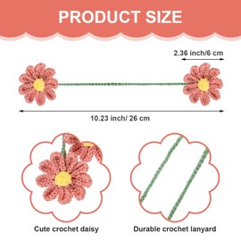 2Pcs Crochet Daisy Car Accessories For Women Girls Cute Flower Rear View Mirror Hanging Charms Handmade Knitted Car Accessories Decor For Car Decor Automotive Interior Aesthetic(White,Pink)