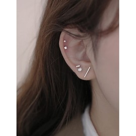 SLUYNZ 925 Sterling Silver Tiny CZ Cartilage Earrings Set for Women Minimalist Studs Tragus Post Pin Ball Studs Bar Earrings