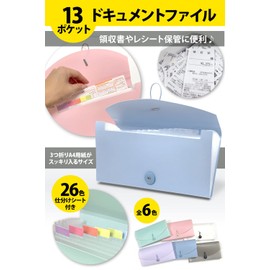 Taiko Document File (13 Pockets/Sorting Sheet) Receipt Storage (Clear White)