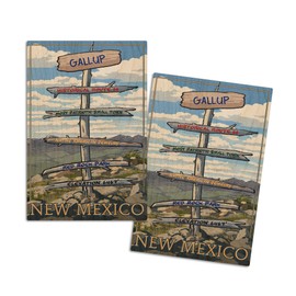 Gallup, New Mexico, Destination Signpost (4x6 Birch Wood Postcards, 2-Pack Stationary, Rustic Home Wall Decor)
