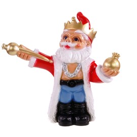 Kremers Schatzkiste Garden Gnome King Weatherproof PVC 40 x 37 x 15 cm Made in Germany - Double Varnished - UV Protection - Shatterproof - Majestic Garden Decoration for Patio and Lawn