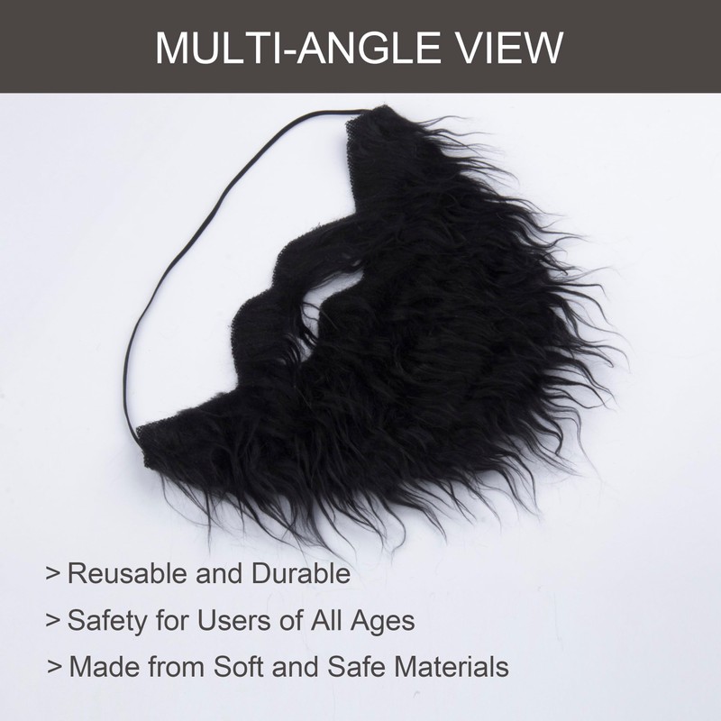 Yan Dream Black Fake Beard with Mustache Big Full Grey