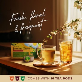 Gya Tea Co Jasmine Green Tea Pod (16 ct) - Mildly Caffeine Refreshing Tea Kickstart the Day for Calming & Relaxing