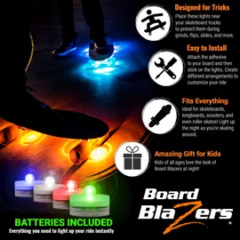 Crazy Color Changing LED Underglow Lights for Skateboards, Longboards, Scooters - Original Skateboard Lights - Skateboard Accessories - Great Stocking Stuffer for Kids