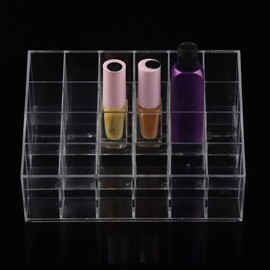 Titular de lápiz labial, Porta lápiz labial transparente de 24 rejillas Organizador de maquillaje Display Stand Caja de almacenamiento de maquillaje de esmalte de uñas para tienda de cosméticos