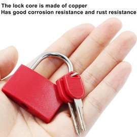 2 Pack Keyed Padlock Luggage Locks Red ABS Plastic Covered Copper Padlock for Jewelry Box Laptop Bag Backpack Gym Locker