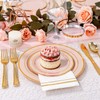 GATHER 350pcs Pink Plastic Plates - Disposable Plastic Dinnerware Set