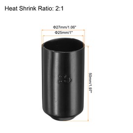 MECCANIXITY 50Pcs Heat Shrink End Cap 25mm ID x 50mm L 2:1 Ratio Waterproof Electrical Wire Wrap Heat Shrink Tubing Caps Lined Sealed for Wire Cable, Black