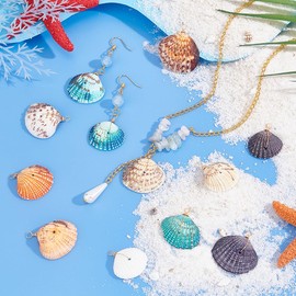 PH PandaHall Pack of 32 Natural Shell Pendants, 4 Colours, Scallop Pendants, Dyed Beach Shells Charms, Dyed Summer Shell Pendants, Packaged for Bracelets, Jewellery, Crafts, Crafts, Shell