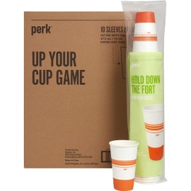Perk PK54368CT Paper Hot Cup, 16 Oz., White/Orange, 500/Carton