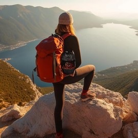 1.2L Backpacking Camping Stove Cooking System with Piezo Ignition, Outdoor Portable Burner with Pot & Brackets Camp Stove Camping Stove Kit Propane, Ideal for Hiking Fishing Hunting