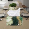 COEQINE Black Green Marble Print Tissue Box Cover Rectangular,Leather Tissue