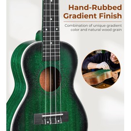 Vangoa Ukelele 26 Adult Beginner Tenor Ukulele Mahogany Bundle Professional Wooden Hawaiian Starter Uke Kit, Green