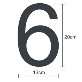 MOLVCE House Number, Anthracite, Stainless Steel, Height 20 cm, RAL 7016 Anthracite House Number, Solid Stainless Steel, Fine Structure, Powder Coated, Arial Font - Number 6/9