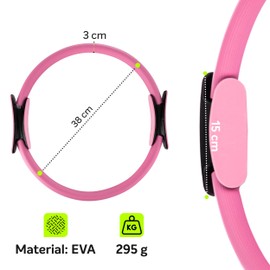 Fizyo Pilates und Yoga Ring Ø 38 cm, Magische Fitness Rad mit Doppelgriff, Leichter Widerstandsring für Übung, Grundtraining, Kern und Fettverbrennung, Yoga Ring (Rose)