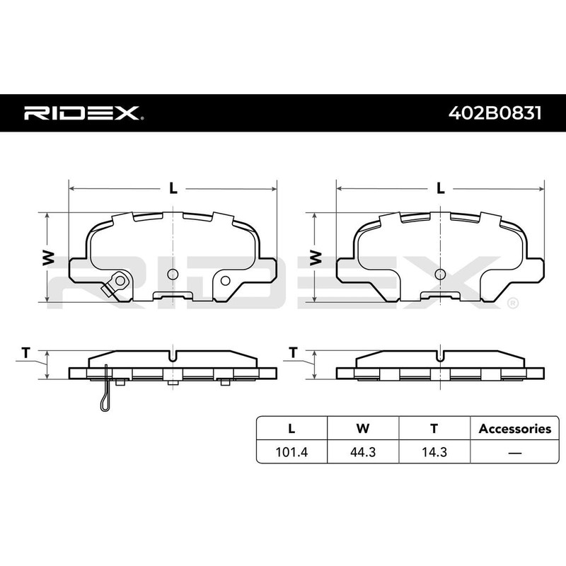 Ridex 402B0831 Disc Brake Pad Set of 4