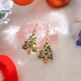 GLEZZA Christmas Tree Earrings for Women, Hypoallergenic Holiday Dangle Xmas Earrings Party Jewelry Gift, Aretes de Navidad Para Mujer